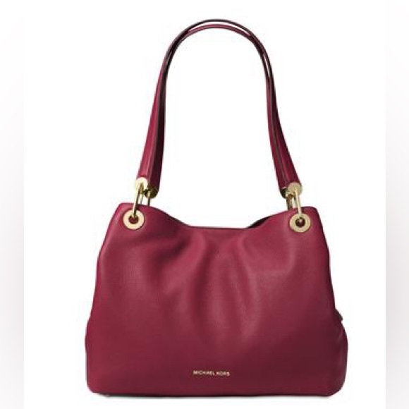 Michael Kors Raven Large leather shoulder bag in maroon color - Picture 1 of 16